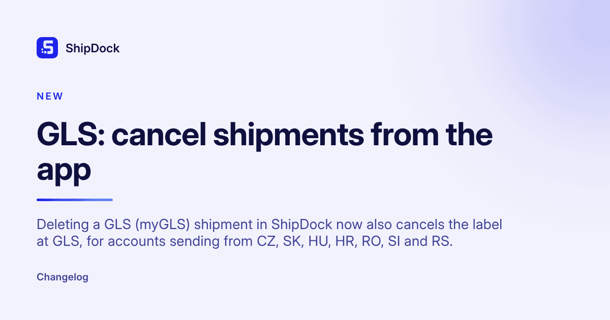 GLS: cancel shipments from the app
