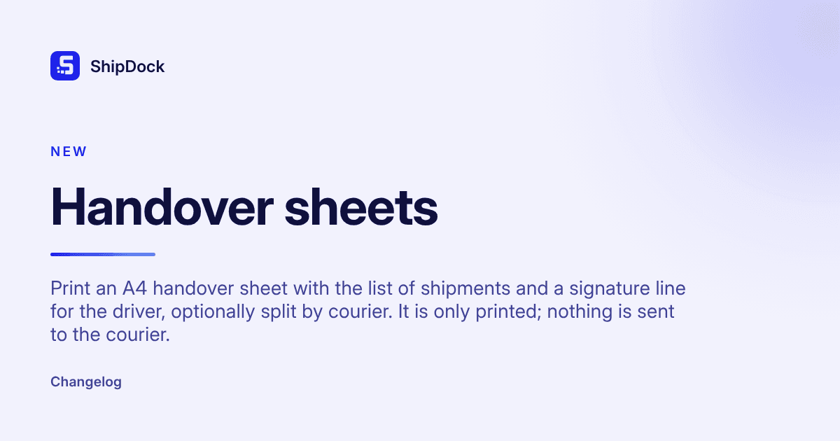 Handover sheets