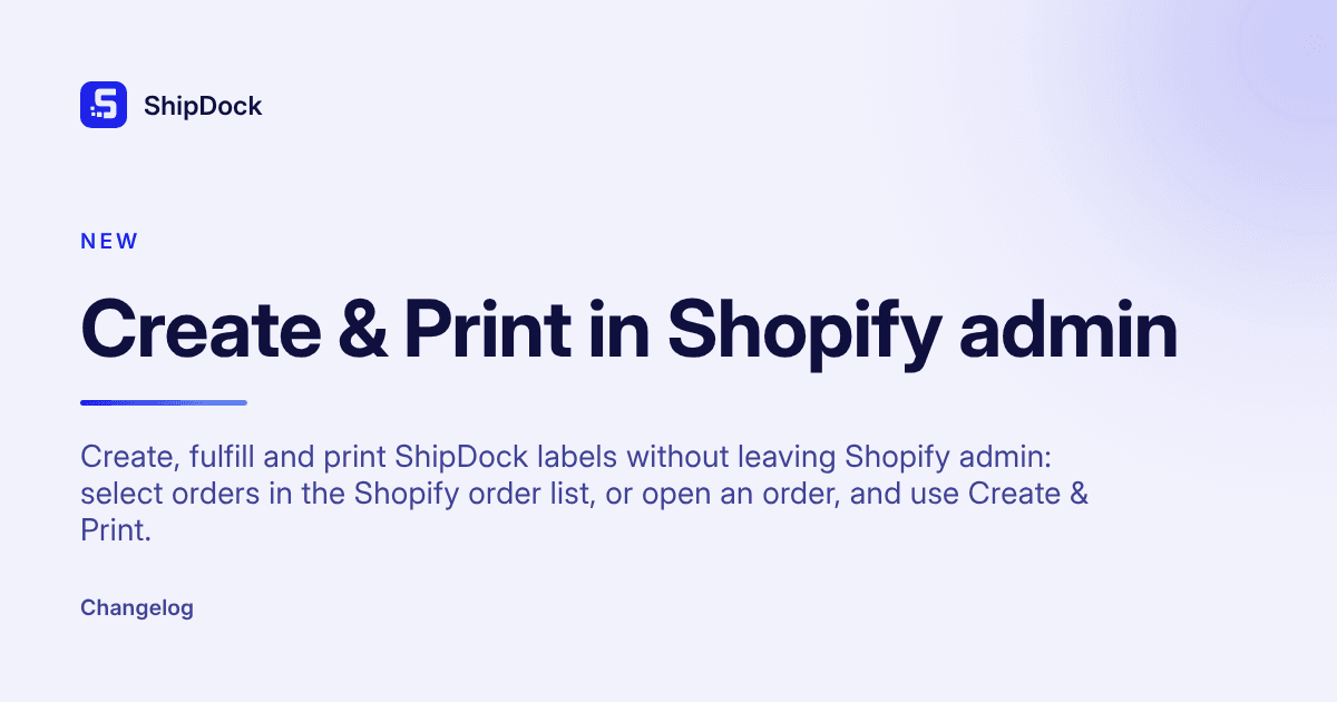 Create & Print in Shopify admin