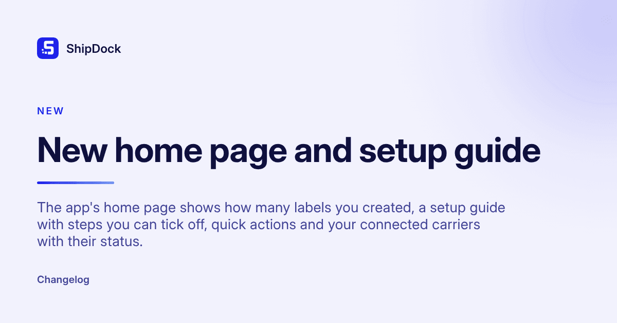 New home page and setup guide