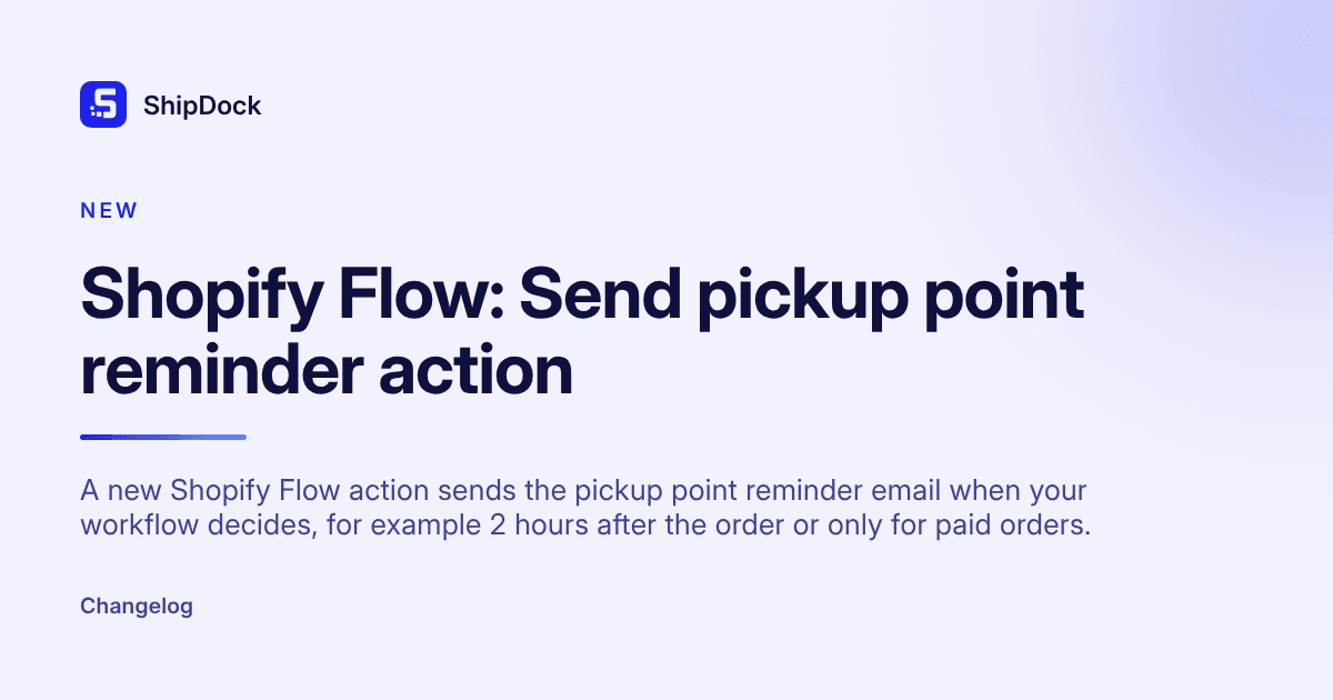 Shopify Flow: Send pickup point reminder action